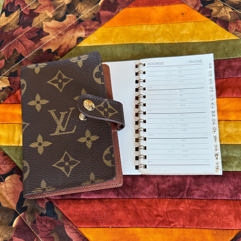 Louis Vuitton Monogram Brown and Gold address book.